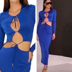 NWOT AFRM Marcella midi dress in cobalt blue